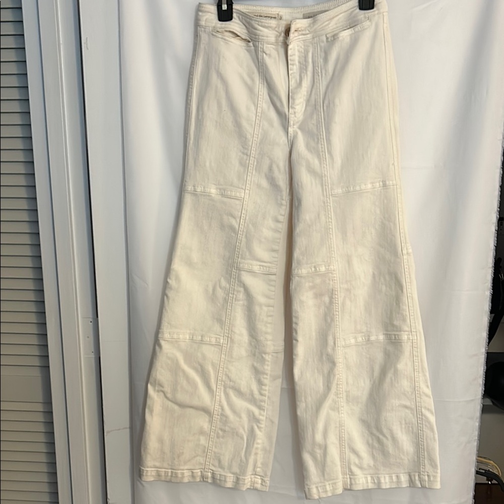 Pilcro Letterpress by Anthropologie Size 27 Petite Wide Legged White Jeans